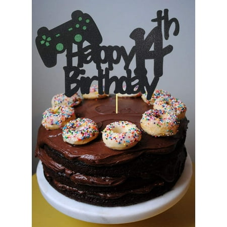 Video Game Cake Topper For 14 Year Old Gamer Birthday Decorations Glittery Happy 14th Birthday Video Game Cake Topper For 14th Birthday Party Cake Decorations Walmart Canada