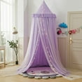 thumbnail image 2 of Bed Canopy for with Lights,Double Layer Princess Round Dome Dreamy Mosquito Net Bedding Girls Room Castle Play Tent Hanging House Decor Reading Nook Canopies(Purple/White), 2 of 13