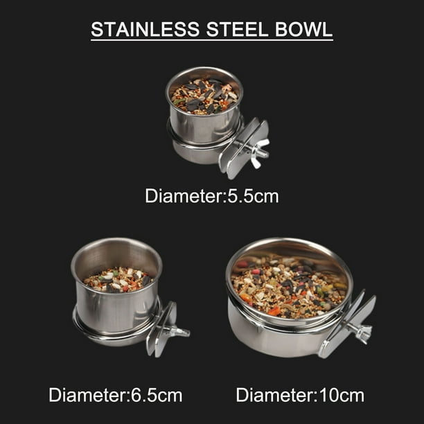 Graflsoa Stainless Steel Bird Feeder Cup for Parrots Durable
