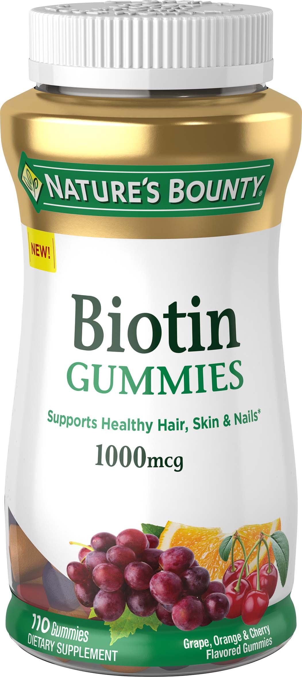 Nature's Bounty Biotin Gummies, Multi-Flavored, 1000 mcg, 110 Ct