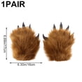 thumbnail image 2 of Yvsxxv Brown Plush 3D Animal Paw Winter Warm Gloves Cute Handwear, 2 of 7