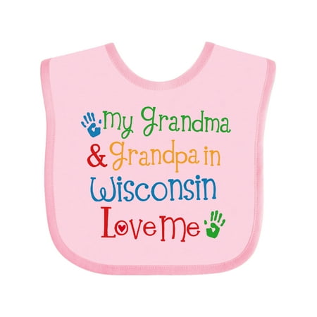 

Inktastic Wisconsin Grandma Loves Me Gift Baby Boy or Baby Girl Bib