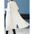 thumbnail image 2 of Womens Open Front Knit Long Sleeve Slits Drape Duster Coat Cardigan Sweater with Pockets, Beige Side Slit, 2 of 5