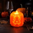 thumbnail image 4 of Glowing Jack-o'-Lantern Pumpkin Light, Orange Halloween Tabletop Decoration with Built-In Yellow Light, Indoor Halloween Decor for Party Table, Shelf and Home, 4 of 7