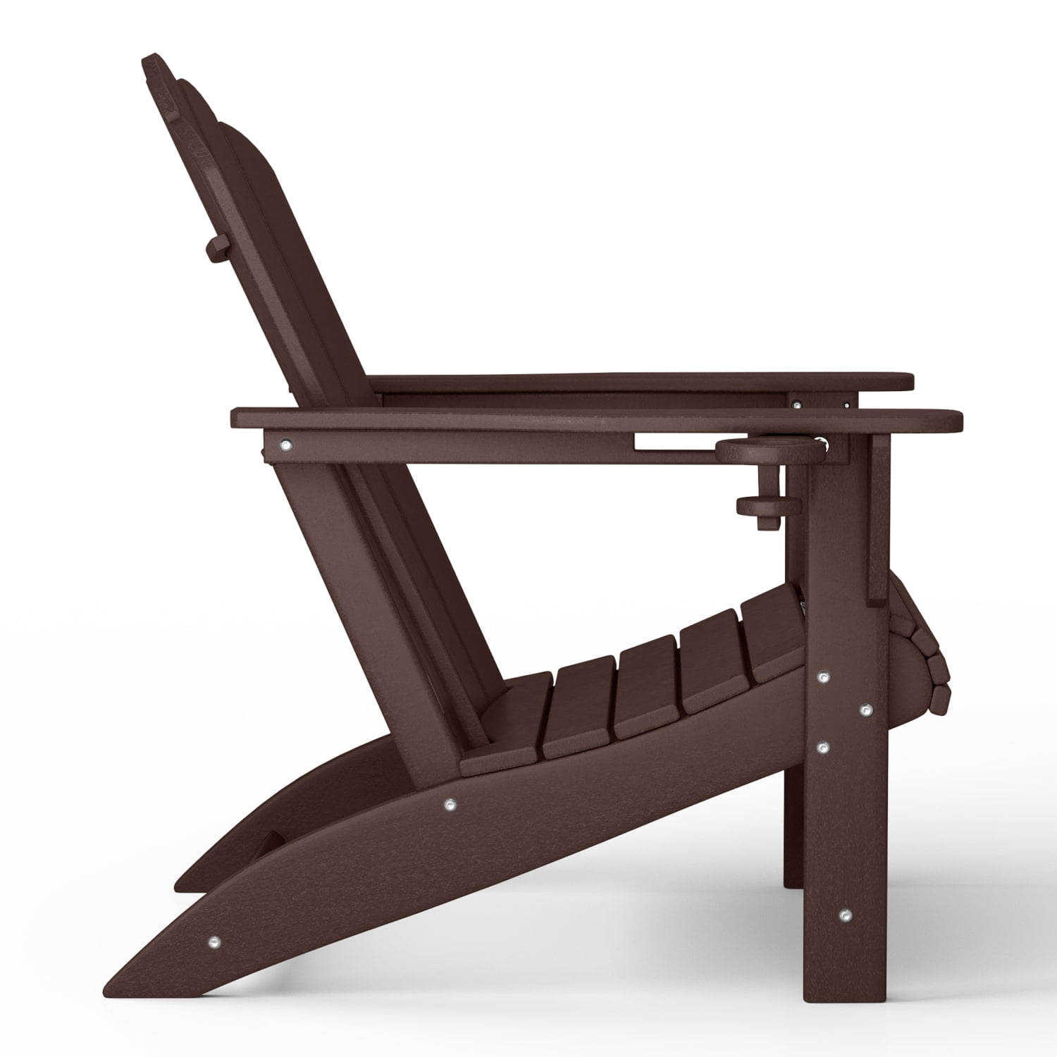 WestinTrends Highland Outdoor Patio HDPE Adirondack Chairs With Cup Holders (Set of 2), Dark Brown