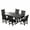 Black, variant on WestinTrends Malibu 7 Piece Outdoor Dining Set, All Weather Poly Lumber Patio Table and Chairs Furniture Set, 71" Trestle Dining Table with Umbrella Hole and 6 Arm Chairs, Black