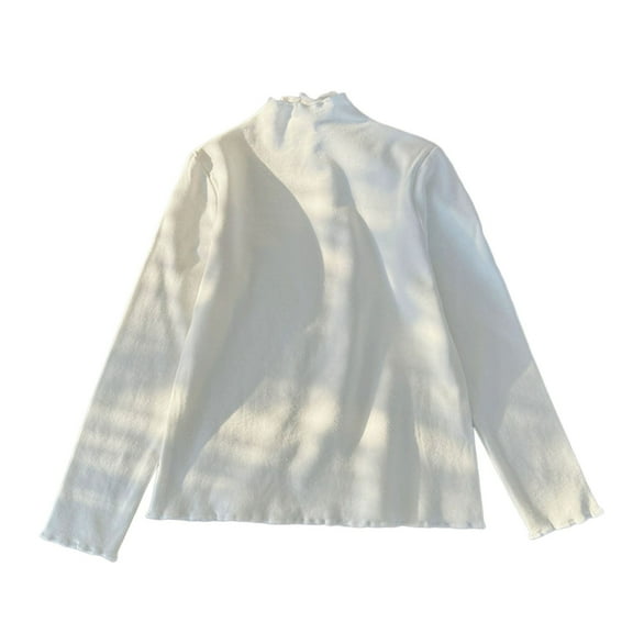 lnmuld Girls Tops Girls Ruffled Stretch Long Sleeve Shirt Solid Color Blouse Cute Top for Autumn Winter Season Size:18-24 Months