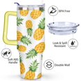 thumbnail image 3 of 40oz Tropical Pineapple Pattern Stainless Steel Flip Straw Tumbler Spill Proof Travel Cup Double Wall Vacuum Insulated Coffee Mug with Top Handle, 3 of 6