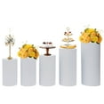 thumbnail image 4 of 5-Piece White Cylinder Party Stand Set Elegant Dessert & Display Racks for Weddings, Birthdays, and Events 66 Lbs Load Capacity Reusable & Stackable Iron Stands, 4 of 11