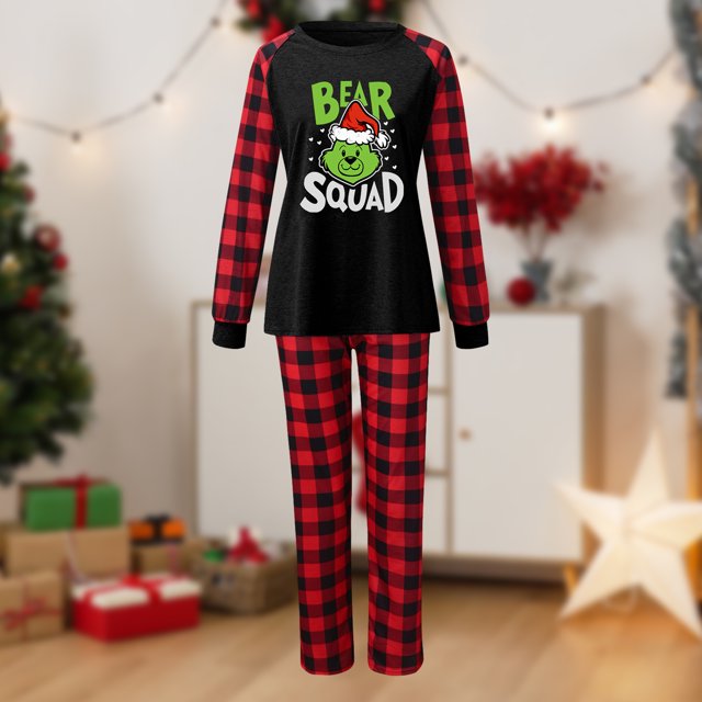 Pijamas Navideñas Conjunto de 2 piezas a juego Conjunto de pijamas casuales Conjunto de ropa para el hogar Ygjytge Negro*mujer T L para Unisex