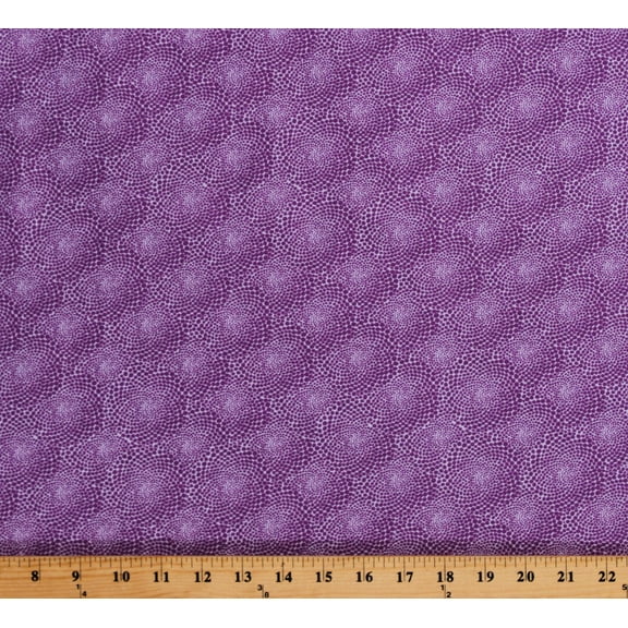 Cotton Lawn Daisy Mae Voile Violet Purple Swirling Dot Pattern on White 44" Wide Fabric by the Yard (AVZ-71635-22VIOLET)