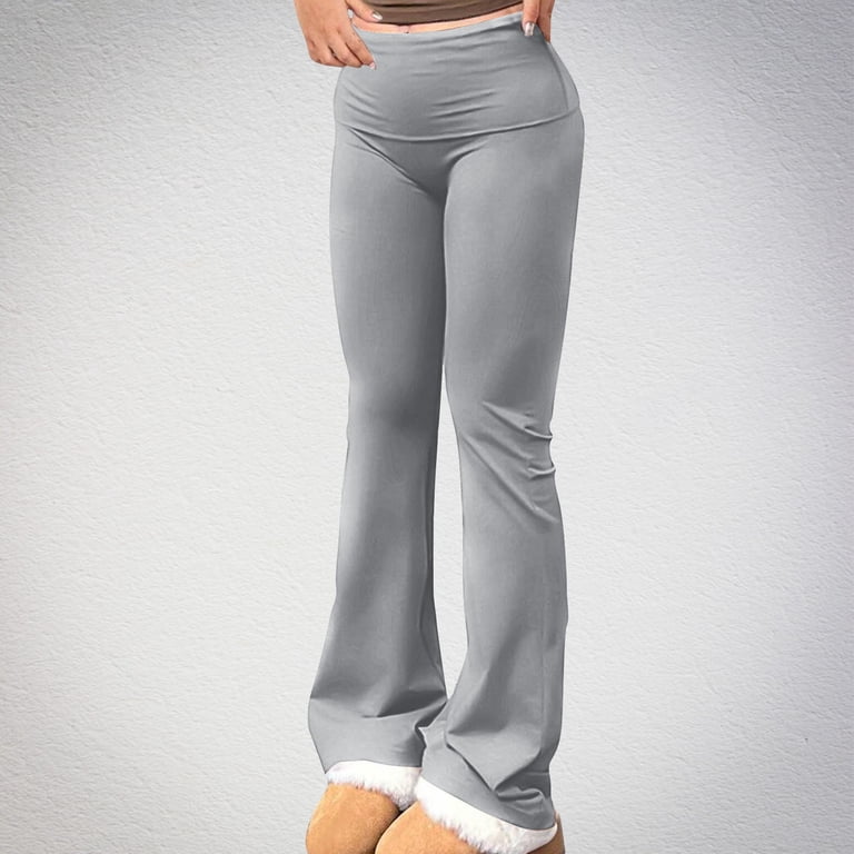 RYRJJ Women's Flare Leggings Tummy Control Fold Over Bootcut Yoga