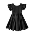 thumbnail image 2 of Vestido Dutebare para niñas pequeñas, algodón y lino, con volantes, halter, negro, 2 of 6