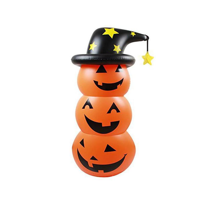 M/&H 5 Foot Two Pumpkins with Black Witch Hat Smile-Jack-O Yard Art Decoration