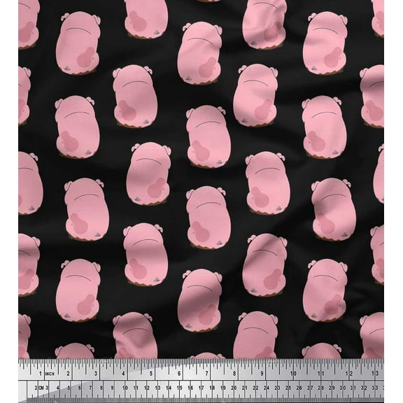 Soimoi Cotton Duck Fabric Pig Animal Print Fabric by Yard 42 Inch Wide