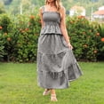 thumbnail image 4 of KDDYLITQ 2 Piece Sets for Women Summer Plaid Sleeveless Ruffle Hem Tops Flowy Skirts Matching Casual Outfits with Pockets Black XL, 4 of 7