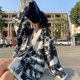 thumbnail image 2 of Suéter tipo cárdigan con efecto tie-dye de gran tamaño para mujer, chaqueta de punto holgada con cuello en V informal y retro gruesa, 2 of 5