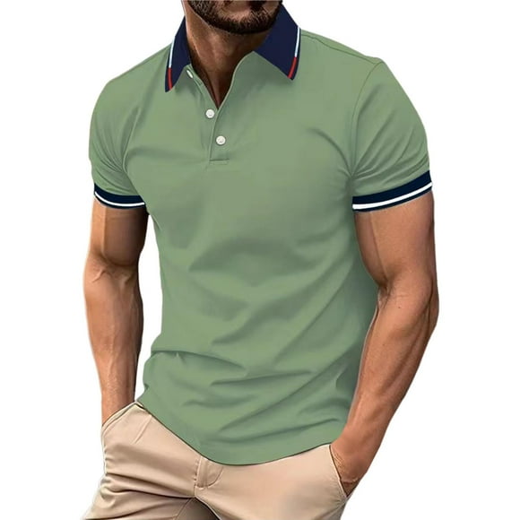 FhsagQ Men's Shirts Comfortable Shirts for Men Super Fit Men'S Casual Button down Lapel Solid Color Shirt Short Sleeve Sleeve Top Shirt Men Shirts for Mens Shirts Dark Grey Green XL