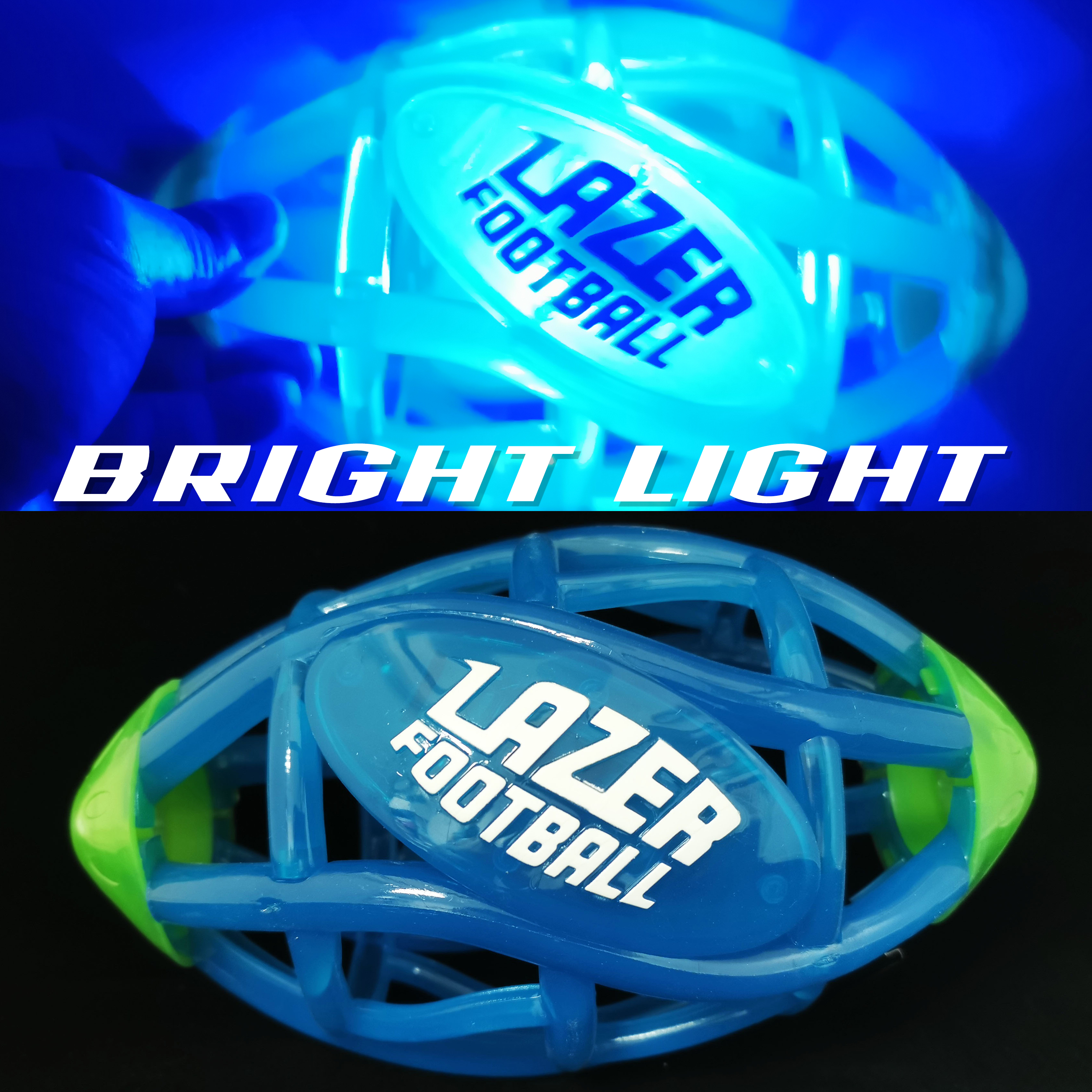 Lazer Light Up Glow Rubber Toy Football, Green and Blue, Pee Wee Size 3 - image 3 of 5