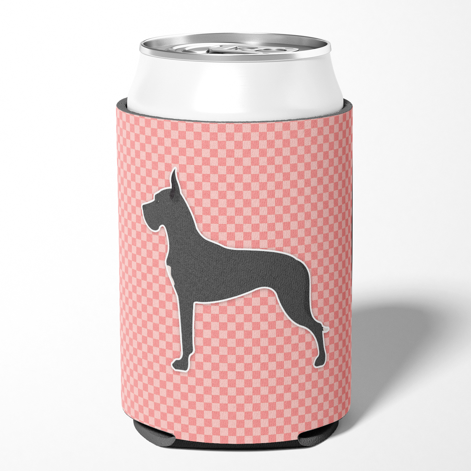Carolines Treasures BB3675CC Great Dane Checkerboard Pink Can or Bottle Hugger