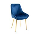 thumbnail image 5 of Velvet Accent Chair Comfy Leisure Lounge Chair Kitchen Dining Chairs Leisure Armchair with Solid PlyWood Frame and Golden Metal Legs, for Living/Dining Room, Navy, 5 of 7