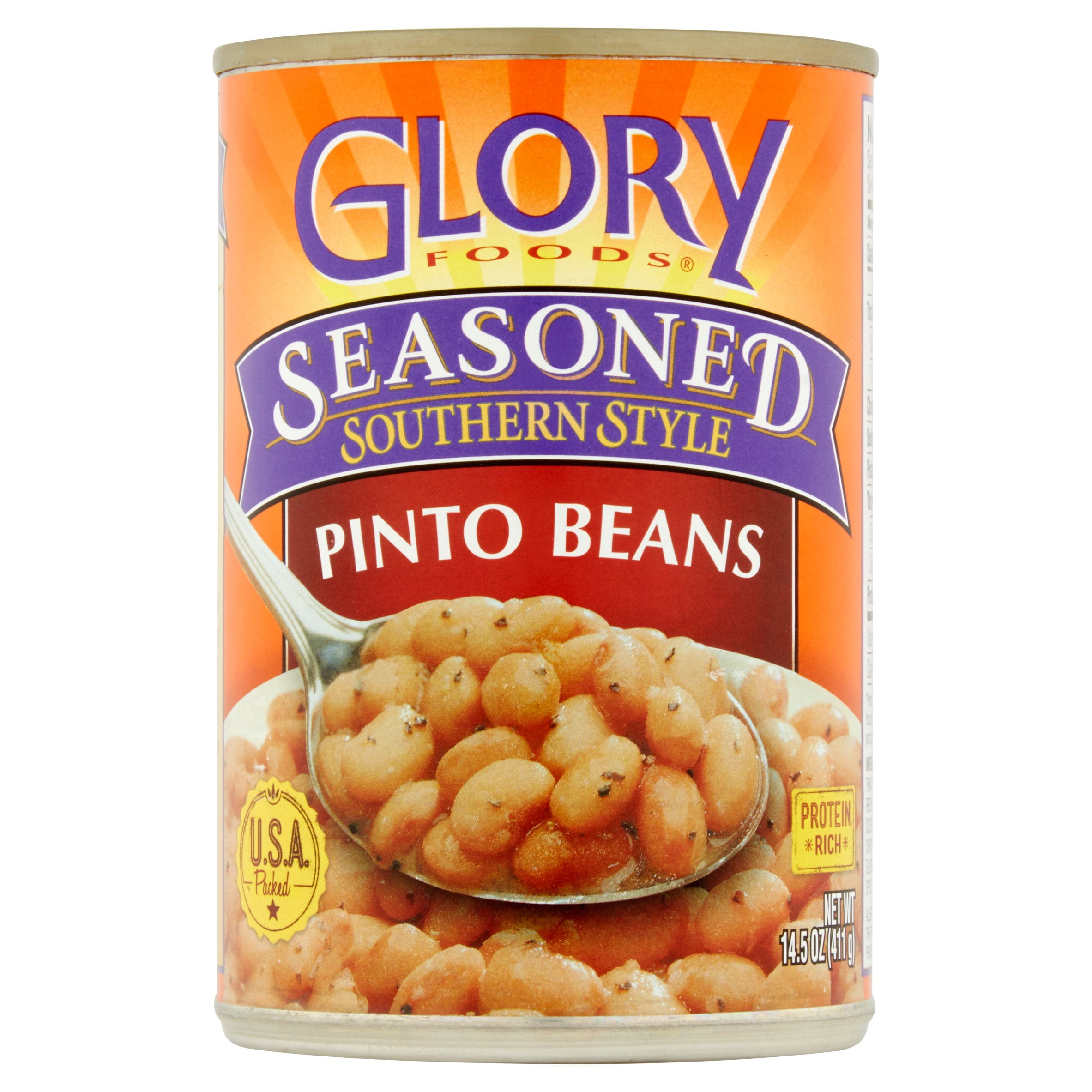 Glory Foods Seasoned Southern Style Pinto Beans, Canned Beans, 15.5 oz