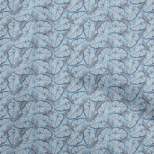 oneOone Velvet Light Blue Fabric Tropical Texuredd Leaf Craft Projects Decor Fabric Printed by The Yard 58 Inch Wide