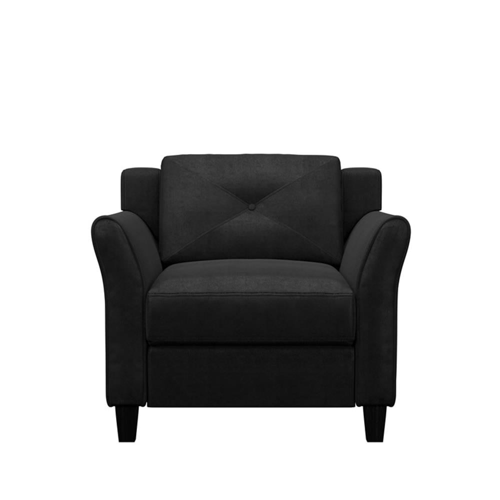 Home Square 3-Piece Set with Microfiber Chair & Loveseat & Sofa in Black