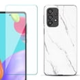 thumbnail image 1 of Slim-Fit Gel TPU Phone Case for Samsung Galaxy A33 5G, with Tempered Glass Screen Protector, by OneToughShield ® - Marble / White, 1 of 3