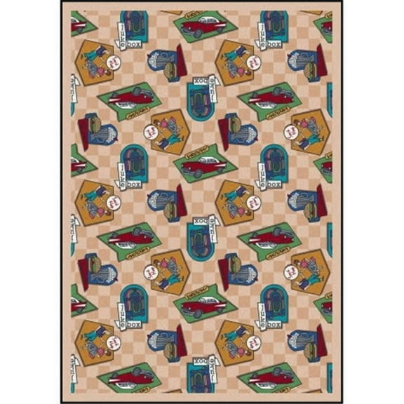 Kaleidoscope Fabulous Fifties Rectangle Whimsical Area Rugs  04 Beige - 7 ft. 8 in. x 10 ft. 9 in.