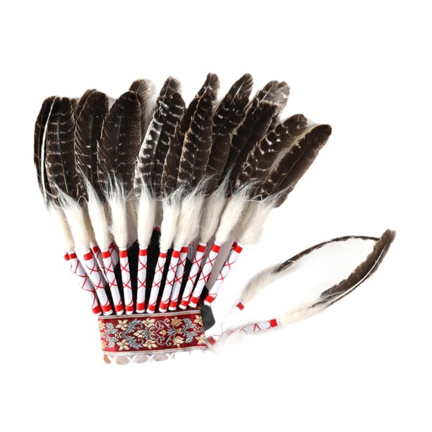Tocado de plumas de jefe para adultos, ideal para cosplay, disfraces y actuaciones en escenario.