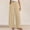 Beige, variant on Women's Solid Color Cotton And Linen Pants Elastic Waist Pocket Casual Fashion Pants Olive Green