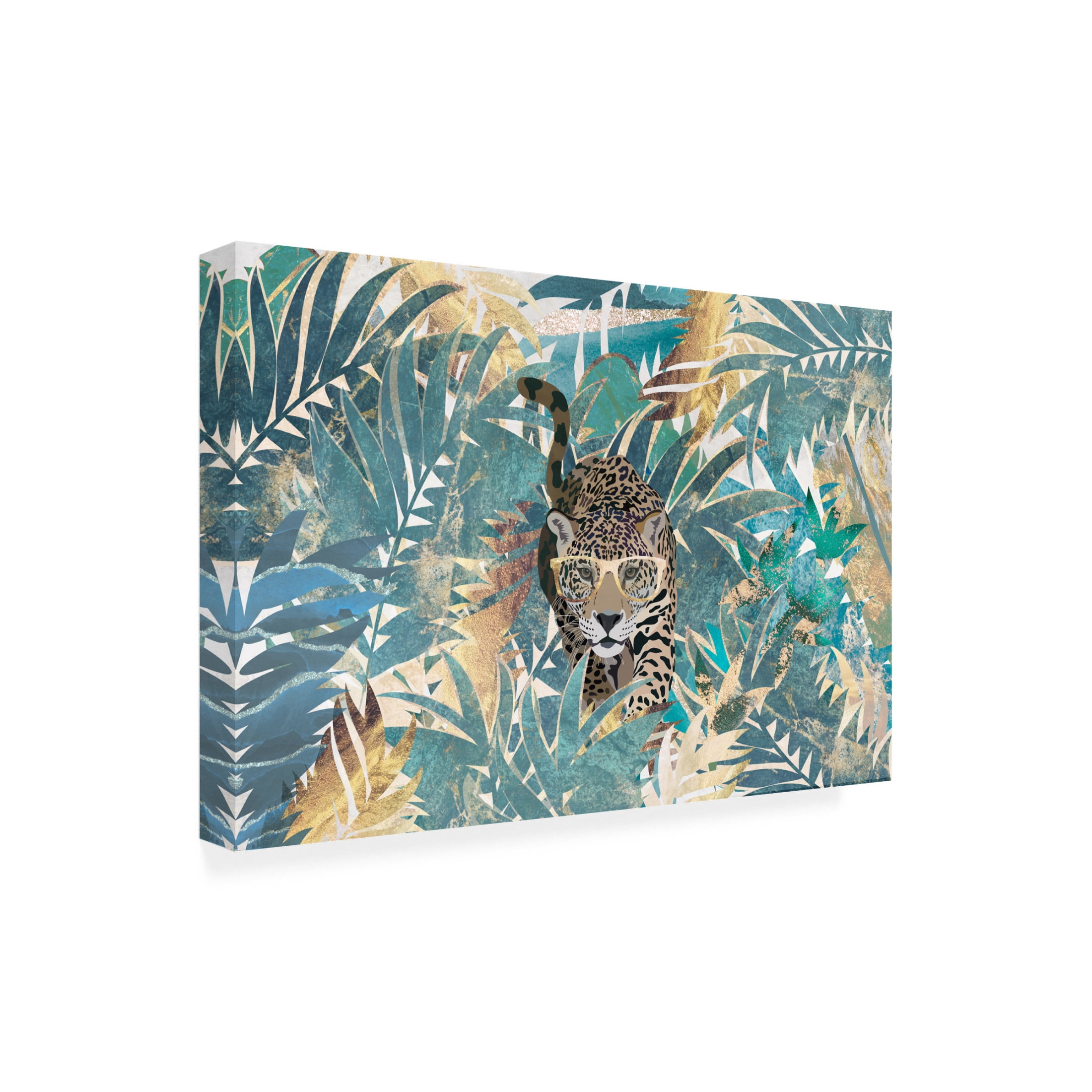Trademark Fine Art Sarah Manovski Jaguar Jungle Landscape Mural Canvas Wall Art