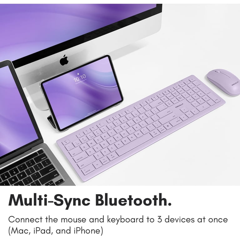 Macally Wireless Keyboard and Mouse Combo for Mac - Compatible