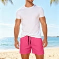 thumbnail image 4 of Ceisia Men's Beach Shorts with Inner Mesh Liner Elastic Drawstring Waist Solid Color Quick-Dry Casual Sports Pants Pink Gifts for Father L, 4 of 9