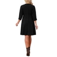 thumbnail image 3 of INSPIRE CHIC Women's Corduroy Dress 2026 3/4 Sleeve Crew Neck Knee Length Fall Winter Casual A-Line Dresses with Pockets S Black, 3 of 6