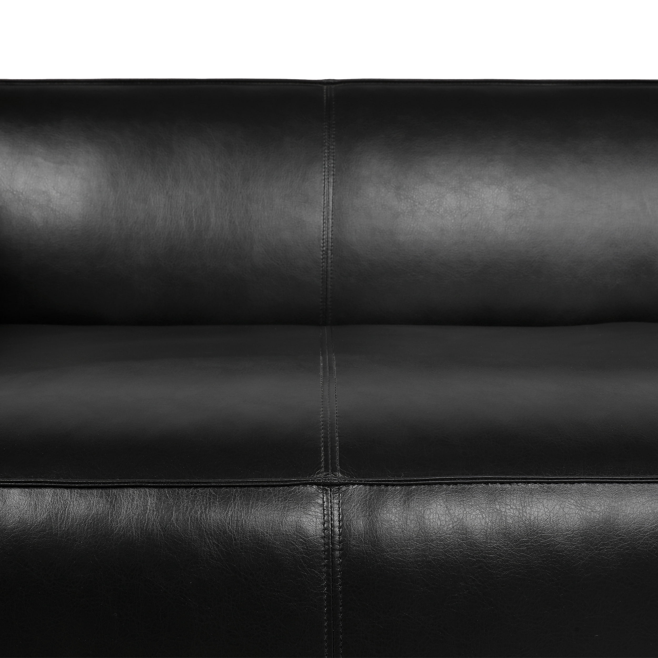 Noble House Denison Faux Leather 3 Seater Sofa, Midnight Black and Dark Walnut