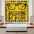 thumbnail image 2 of Ambesonne Retro Kitchen Curtains, Nerds at Work Grungy, 55"x39", Yellow Black Green, 2 of 3