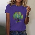 thumbnail image 2 of PMUYBHF T-Shirt Décontracté pour Femmes, Imprimé Arbre Mardi, Col Rond, Manches Courtes, Ample, 1412 S, 2 of 5