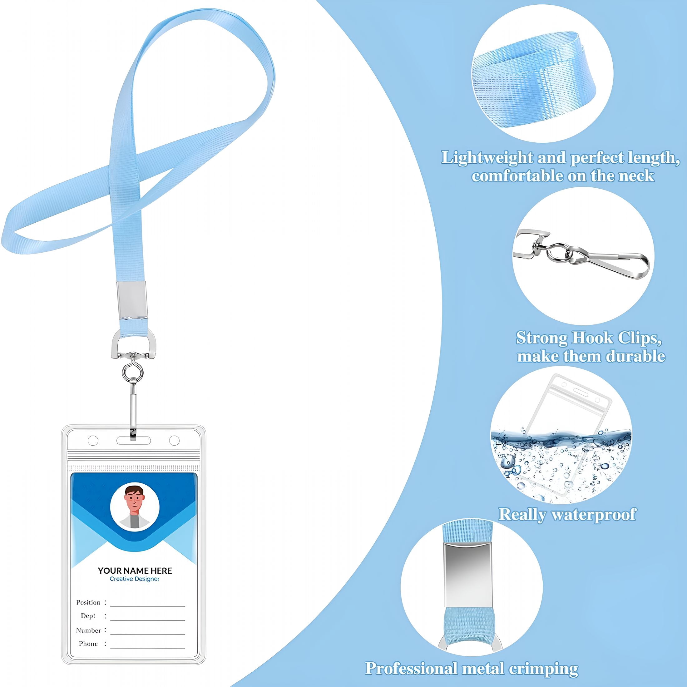TUWAFE 24 Pack Lanyards for Id Badges Cruise Lanyard for Ship Cards with Waterproof Id Badge Holder (Colorful)