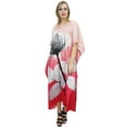 thumbnail image 6 of Bimba Women's Long Kaftan Dress Chic Floral Satin Peach Caftan Kimono Coverup-4, 6 of 8