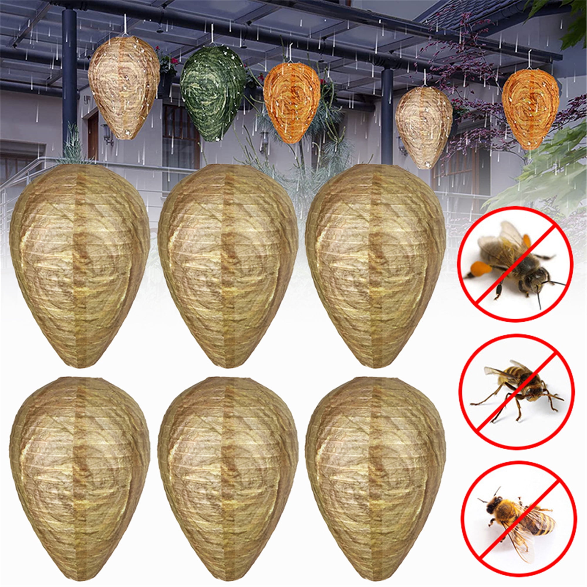 Elbourn Wasp Nest Decoy Hanging Fake Wasp Nest Paper Decoy Deterrent ...