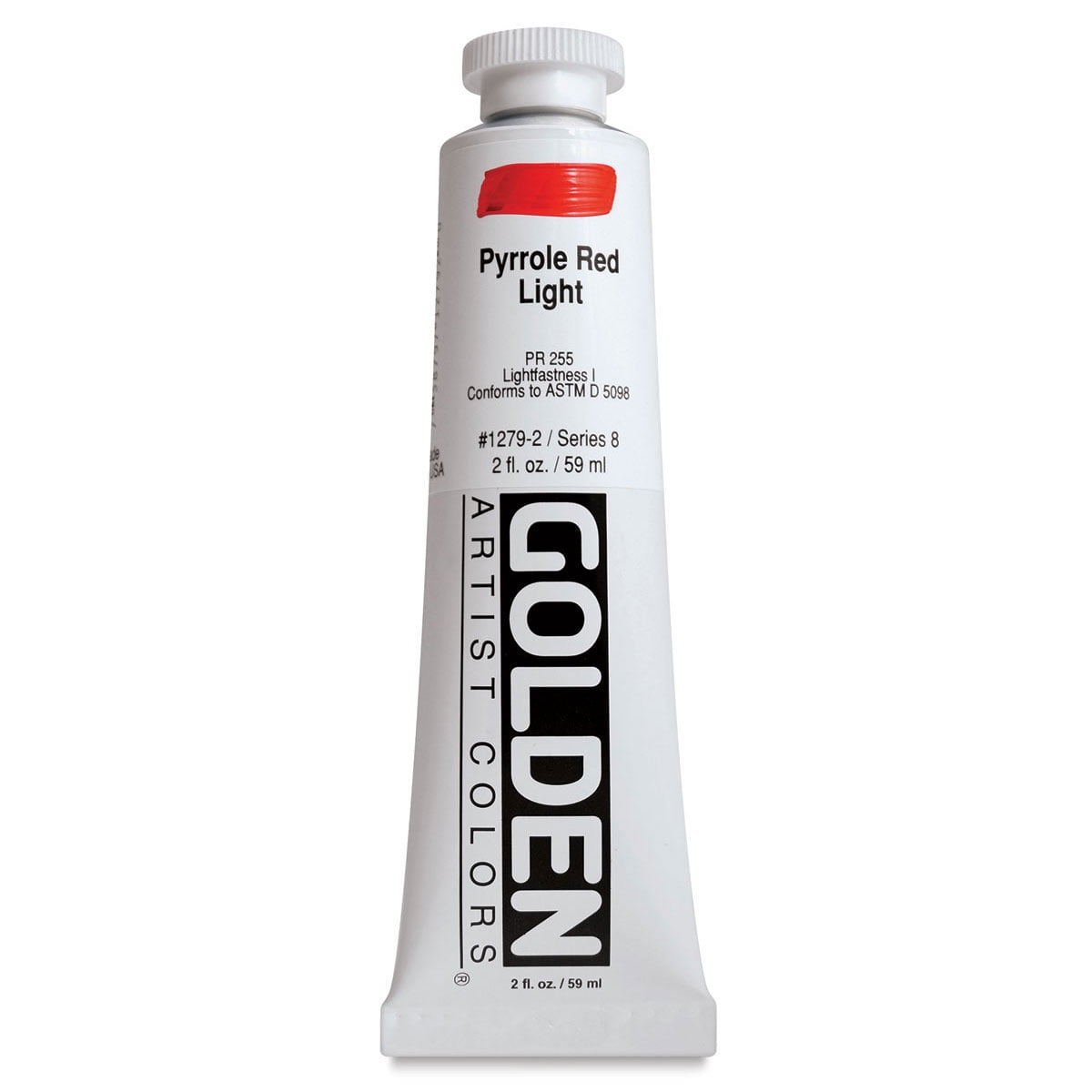 Golden Heavy Body Acrylic Paint, 2 Oz, Pyrrole Red Light