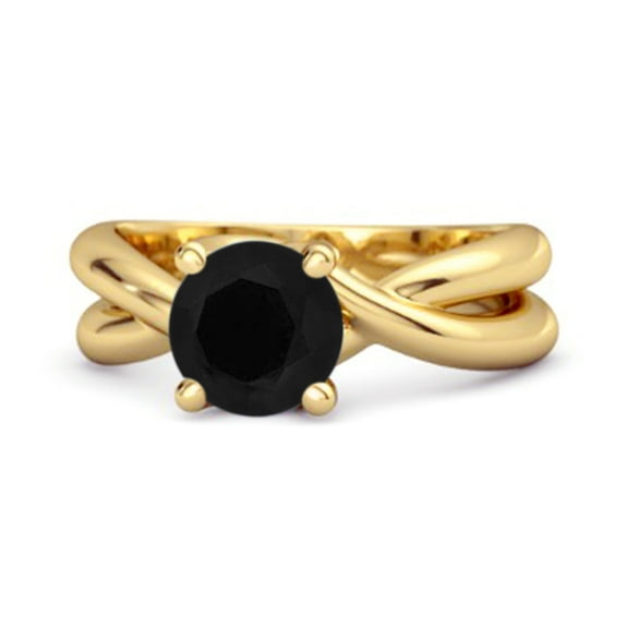 0.25 Ctw Round Cut Black Spinel 925 Sterling Silver Gold Vermeil Embrace Women Valentines Day Gifts Ring