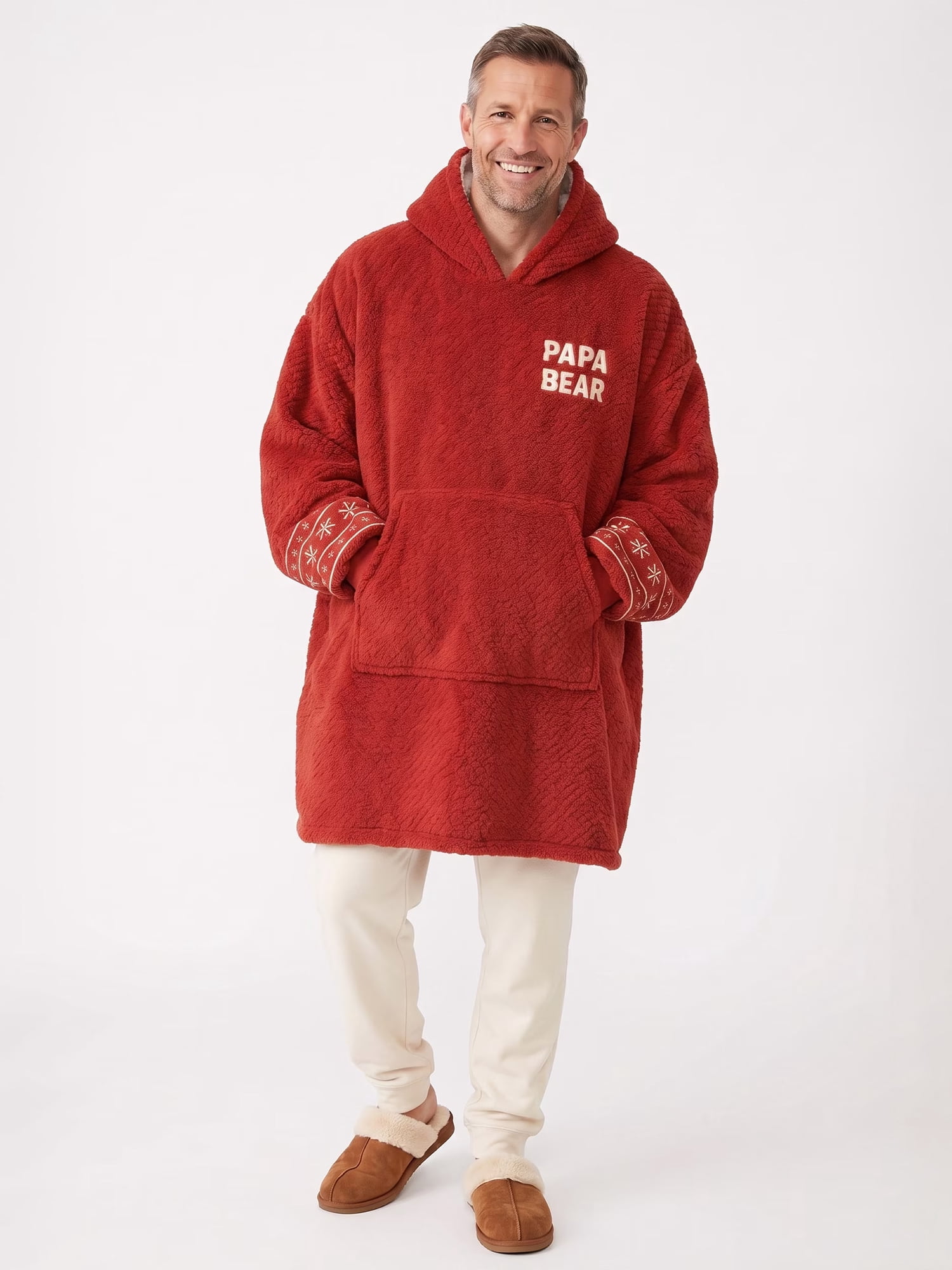 Dearfoams Papa Bear Fleece Hooded Pullover, S-XL
