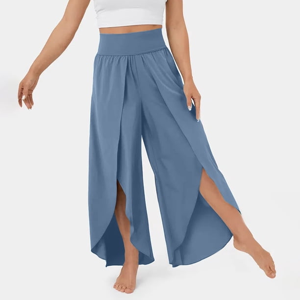 ICHUANYI Clearance Women's Spring And Solid Color Elastic Waist Cotton Leggings Casual Pants(Blue, XL) ICHUANYI WER2023081017680
