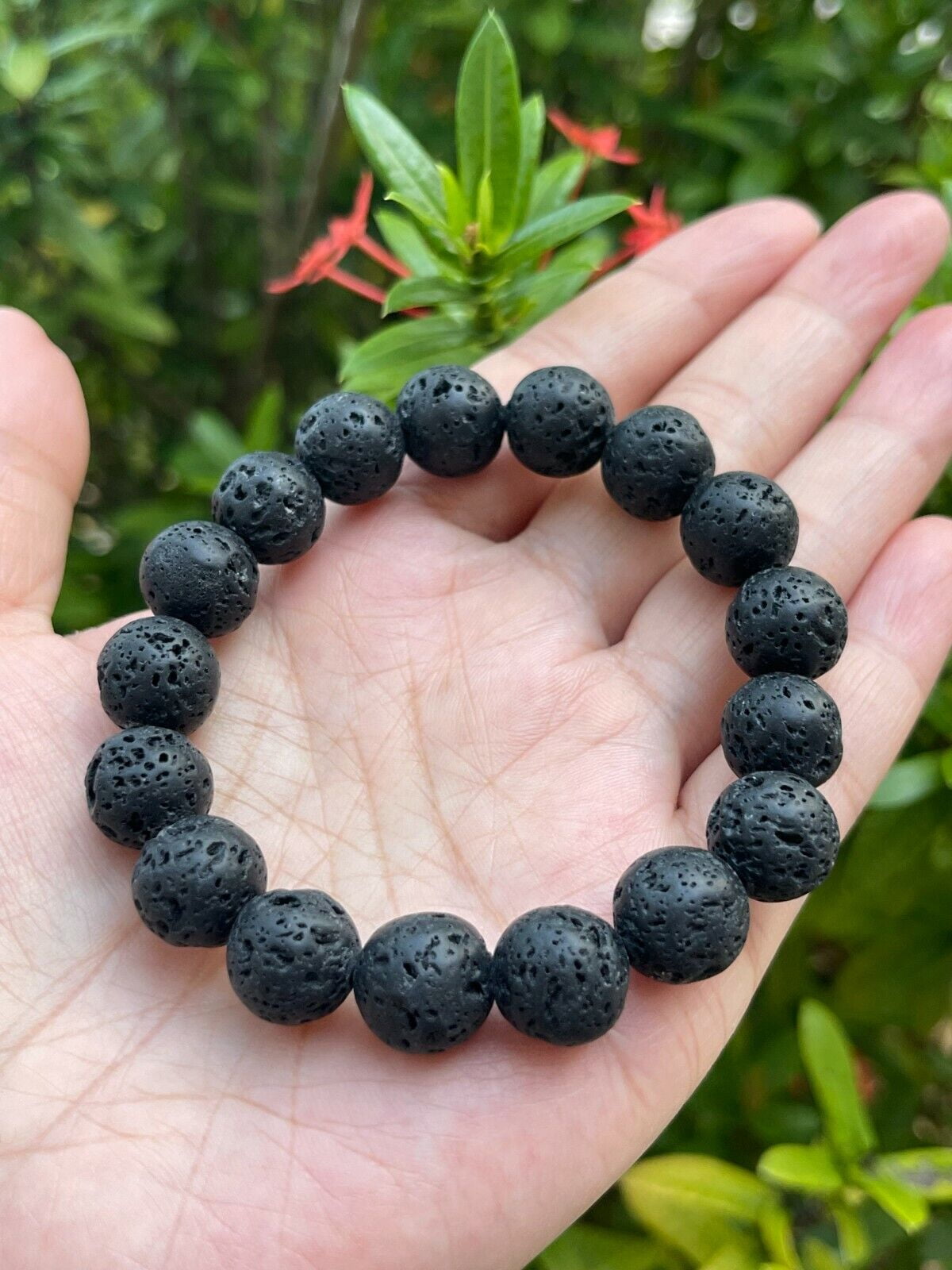 Black Lava Beads Bracelet With Red Color - The Fine World – The Fineworld