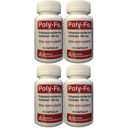 Polysaccharide Fer Complex 150 mg Capsules Supplément de fer 100 capsules par bouteille de 4 PACK