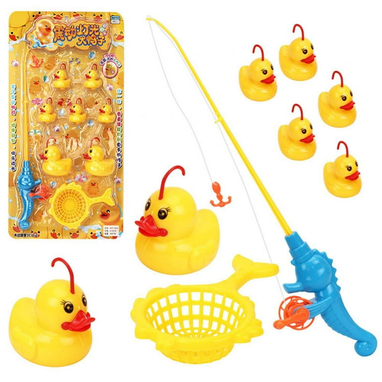 Toddler Bath Toys | Water Toy Set of 2 Fishing Poles and 7 Rubber Ducks |  Toddler Pool Toys for Kids Outdoor | Water Table Toy Colors for Girls and