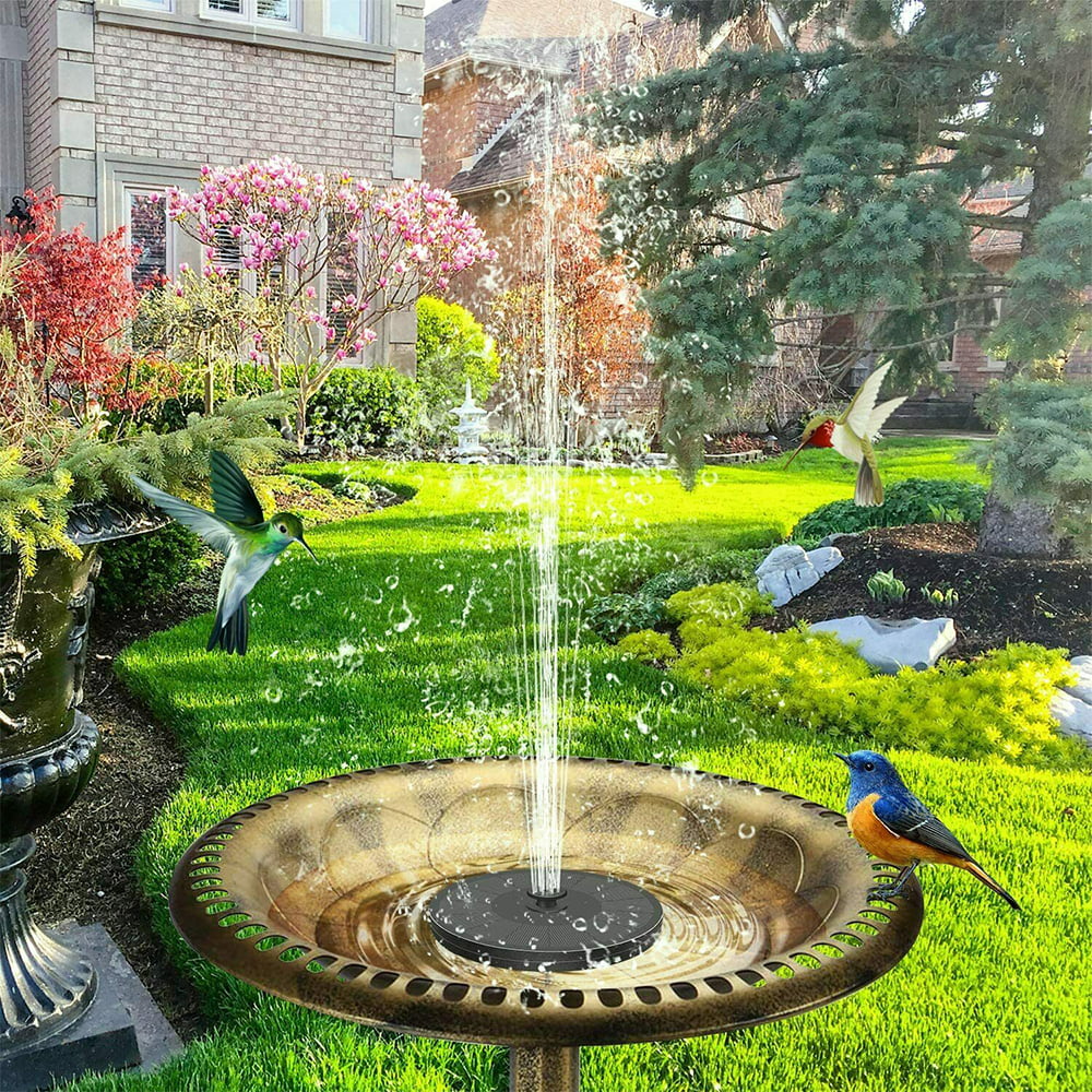 2021 Upgraded Solar Powered Water Fountain Pump Solar Fountain Pump with LED Lights,3W Bird Bath Fountain with 900 mAh Storage Battery Backup 7 Nozzles for Bird Bath Outdoor Garden Pond Fish Tank 